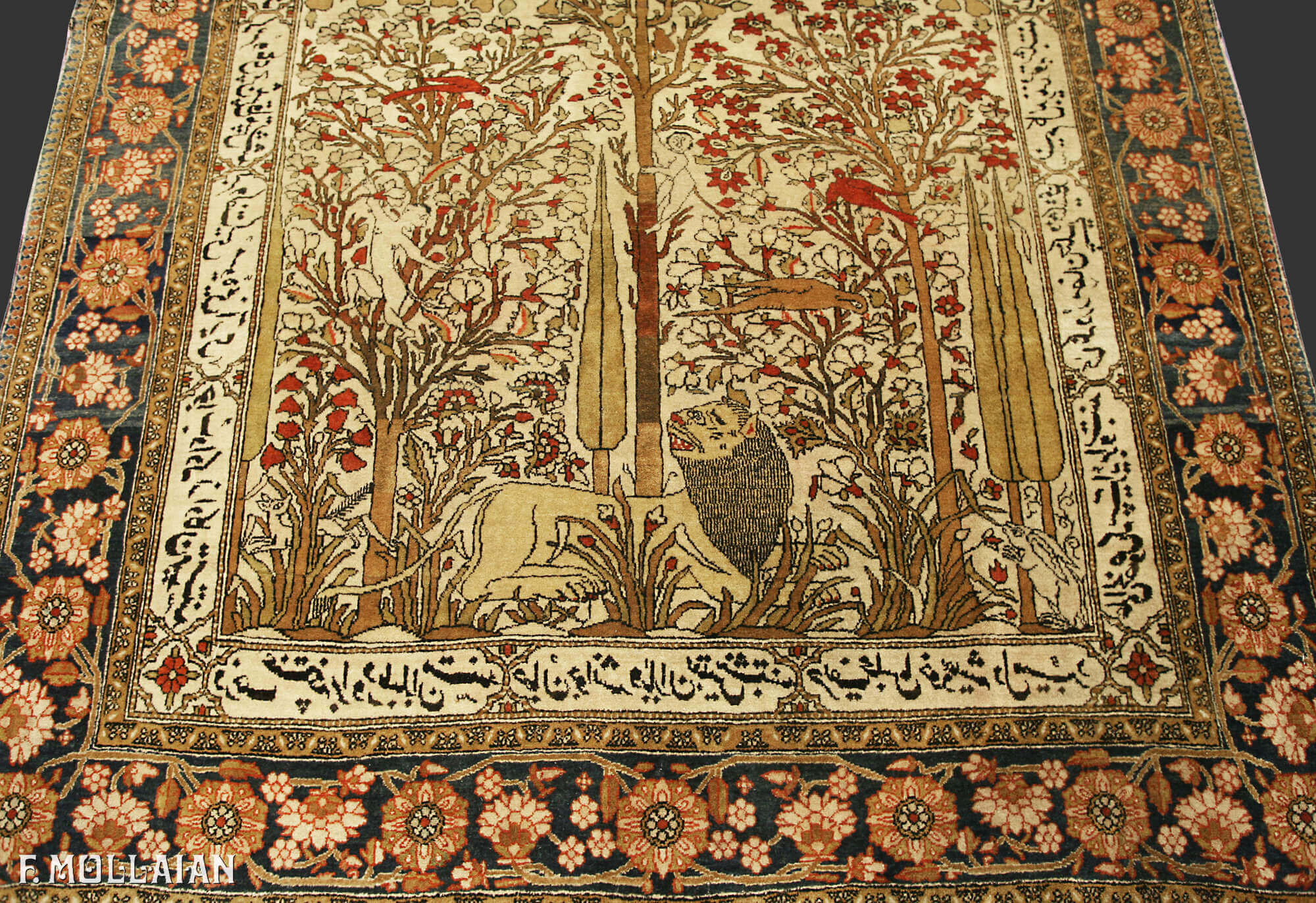 Tapis Persan Antique Kashan Mohtasham n°:41043335